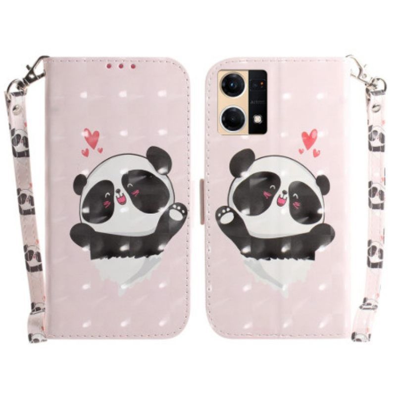 Κάλυμμα Oppo Reno 7 με κορδονι Panda Love With Lanyard